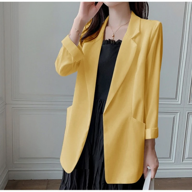 New in Summer Small Suit Women's White Suit Top Thin Temperament Casual Jacket Coat Jacket Women Blazer Women Women Clothing - Image 6