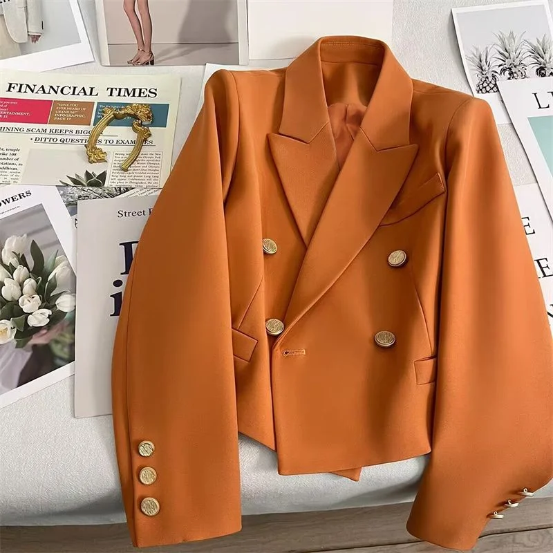 Short Fashionable Small Suit Jacket for Women Spring Autumn 2025 Korean Retro Light Luxury Suit Top