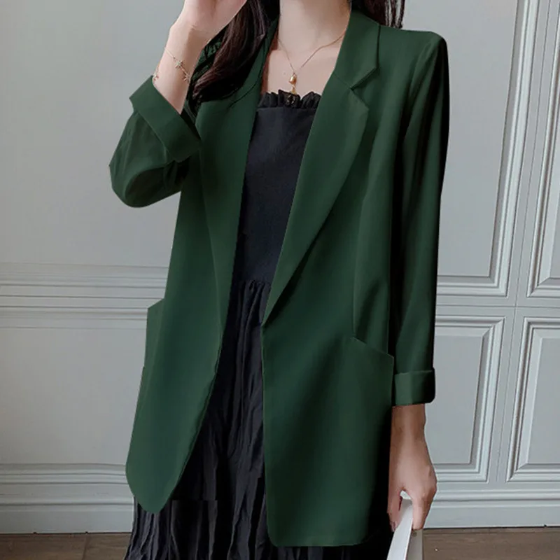 New in Summer Small Suit Women's White Suit Top Thin Temperament Casual Jacket Coat Jacket Women Blazer Women Women Clothing - Image 3