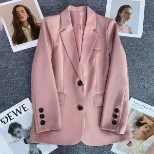 Elegant Office Lady Blazers for Women 2025 Fashion Long Sleeve Single Button Blazer Coats Female Top Suit Jackets Outerwears