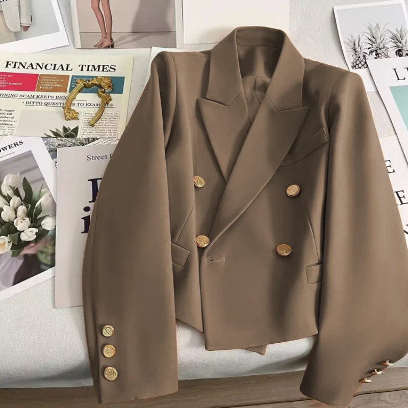 Short Fashionable Small Suit Jacket for Women Spring Autumn 2025 Korean Retro Light Luxury Suit Top - Image 4
