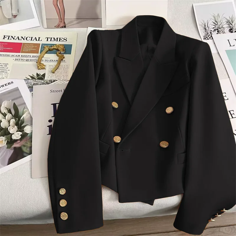 Short Fashionable Small Suit Jacket for Women Spring Autumn 2025 Korean Retro Light Luxury Suit Top - Image 2