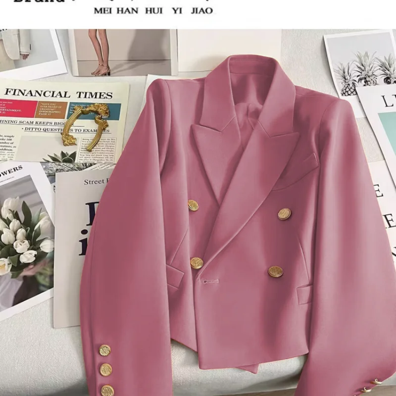 Short Fashionable Small Suit Jacket for Women Spring Autumn 2025 Korean Retro Light Luxury Suit Top - Image 3