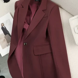 Autumn Winter Women Ladies Blazer Beige Black Red Female Long Sleeve Solid Loose Formal Jacket Coat