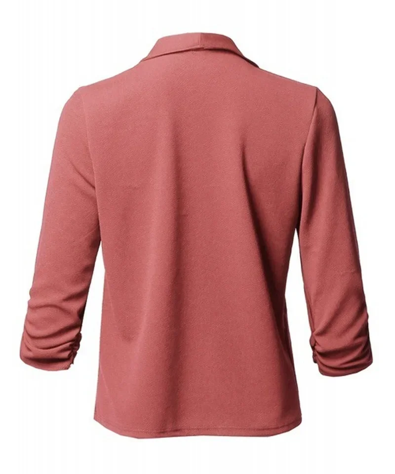 Women Black Thin Blazer Cardigan Coat 2025 Long Sleeve Female Blazers and Jackets Ruched Asymmetrical Casual Business Suit Lady - Image 3