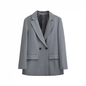 2025 Spring and Autumn New Women's Fashion Commuting Simple Loose Double Breasted Capable and Popular Style Suit Jacket