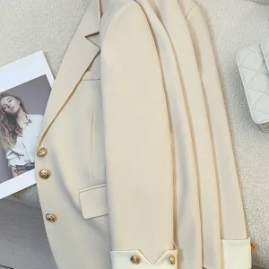 New Fashion 2025 Women Design Sense Niche Loose Milk White Blazer Jacket Spring Female Korean Commuting Splicing Suit Tops Coat