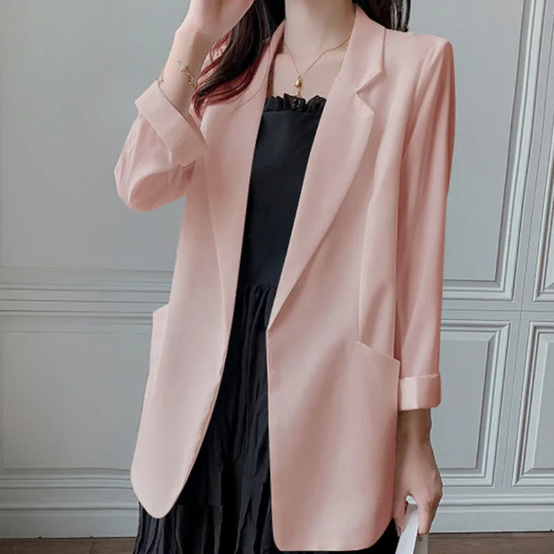 New in Summer Small Suit Women's White Suit Top Thin Temperament Casual Jacket Coat Jacket Women Blazer Women Women Clothing - Image 2